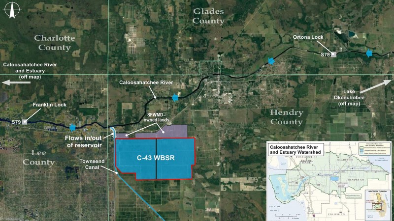 Aerial location map for the C-43 West Basin Storage Reservoir